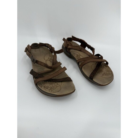 MERRELL Q FORM Womens Dark Earth Performance Leather Upper Strap Sandals Size 8 - Picture 1 of 11